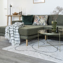 LAZZA - Tapis 160x230cm 100% Coton Blanc Lignes Noires
