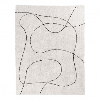 LAZZA - Tapis 200x300cm 100% Coton Blanc Lignes Noires