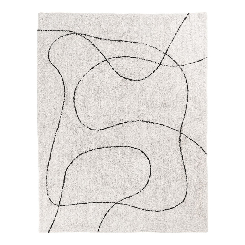LAZZA - Tapis 200x300cm 100% Coton Blanc Lignes Noires LAZZA - Tapis 200x300cm 100% Coton Blanc Lignes Noires