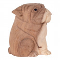 CHEDDAR - Sculpture Décorative de Bulldog en Bois de Suar