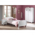 MILADY - Lit 90x200cm avec Sommier + Chevet + Armoire 2P