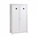 MILADY - Lit 90x200cm avec Sommier + Chevet + Armoire 2P + Bureau