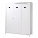 MILADY - Lit 90x200cm avec Sommier + Chevet + Armoire 3P + Bureau