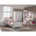 MILADY - Lit 90x200cm avec Sommier + Chevet + Armoire 3P + Pack Bureau