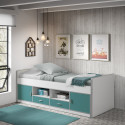 BAYMAX - Lit Multi-Rangement 90x200cm Turquoise avec Sommier