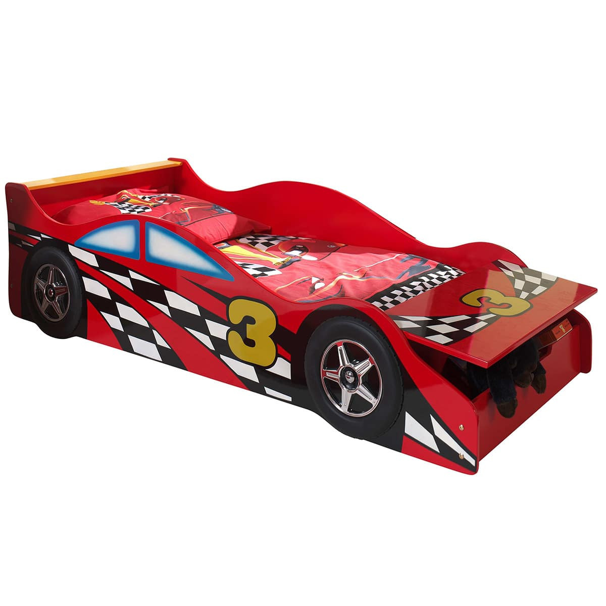 Chambre complète Racing avec lit rouge en forme de Ferrari