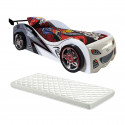 FASTER - Lit Voiture de Course 90x200cm avec Matelas