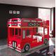 SOHO - Lits Superposés 90x200cm Bus Londres avec Leds + Matelas