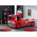 FIREMAN - Lit Camion de Pompier 90x200cm Rouge avec Leds