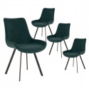 FIONA - Lot de 4 Chaises Incurvées Velours Vert