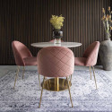 MEYRIN - Lot de 4 Chaises Velours Rose et Pieds Métal Doré
