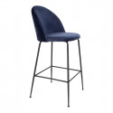 MEYRIN - Lot de 6 Chaises Hautes Velours Bleu et Pieds Métal Noir