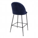 MEYRIN - Lot de 6 Chaises Hautes Velours Bleu et Pieds Métal Noir
