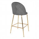MEYRIN - Lot de 4 Chaises Hautes Velours Gris et Pieds Métal Doré