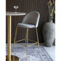 MEYRIN - Lot de 4 Chaises Hautes Velours Gris et Pieds Métal Doré