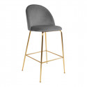 MEYRIN - Lot de 4 Chaises Hautes Velours Gris et Pieds Métal Doré