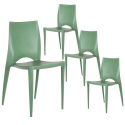 ROFA - Lot de 4 Chaises Empilables Polypropylène Vert