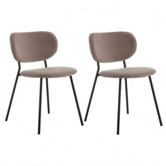 AMAYA - Lot de 2 Chaises Velours Grises Piètement Métal