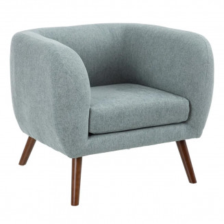 MARVEL - Fauteuil Club Tissu Bleu Clair Pieds Bois