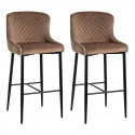 VATERA - Lot de 2 Tabourets Surpiqués Velours Taupe