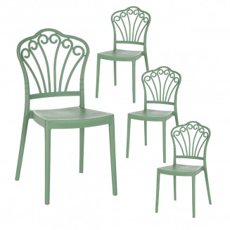 FLOGO - Lot de 4 Chaises Empilables Polypropylène Vert