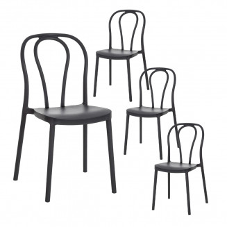 MARGOV - Lot de 4 Chaises Empilables PP Anthracite