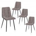 BLOB - Lot de 4 Chaises Velours Capitonnées Grises