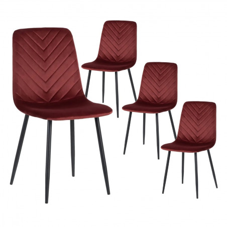 FENCY - Lot de 4 Chaises Bordeaux Surpiqures Triangle
