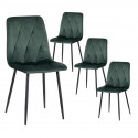 LAVIO - Lot de 4 Chaises Surpiqures Carreaux Vert