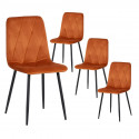 LAVIO - Lot de 4 Chaises Surpiqures Carreaux Orange
