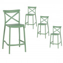 FERMINA - Lot de 4 Tabourets Polypropylène Vert H97cm