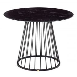 FILAE - Table Ø100cm Imitation Marbre Piétement Fil d'Acier