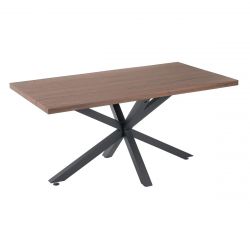 MONARA - Table 160cm Effet Bois Piétement Etoile Noir