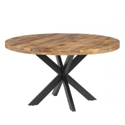 MOVAN - Table de Repas Ø140cm en Manguier et Métal Noir