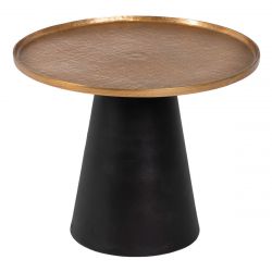 CONIA - Table Basse H46cm Métal Effet Or et Pied Noir Conique