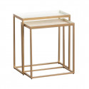BIHOR - Duo de Tables Gigognes Beiges Piétement Effet Or