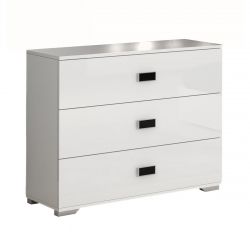 CADIRY - Commode 3 Tiroirs Laquée Blanche