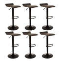 BOLY - Lot de 6 Tabourets Tissu Marron Foncé