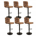 JULIO - Lot de 6 Tabourets Simili Marron Camel