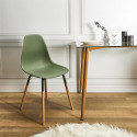 FLUK - Lot de 6 Chaises Polypropylène Vert et Bois