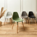 FLUK - Lot de 6 Chaises Polypropylène Vert et Bois