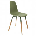 FLUK - Lot de 6 Chaises Polypropylène Vert et Bois