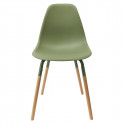 FLUK - Lot de 6 Chaises Polypropylène Vert et Bois