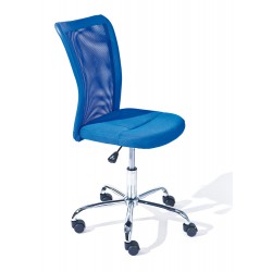 CLIDE - Chaise de Bureau Enfant Tissu Bleu et Pieds Chromés