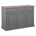 MELINA - Pack Buffet 3 Portes + Vitrine Murale Aspect Chêne