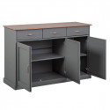 MELINA - Pack Buffet 3 Portes + Vitrine Murale Aspect Chêne