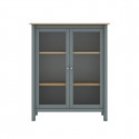 MAKS - Vitrine Basse 2 Portes en Pin Massif Gris Vert