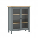 MAKS - Vitrine Basse 2 Portes en Pin Massif Gris Vert