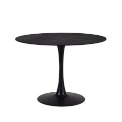 SCARS - Table Ronde Ø110cm Céramique Noire Motif Rayures