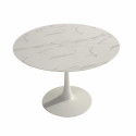 SCARS - Table Ronde Ø110cm Céramique Blanche Motif Craquelures